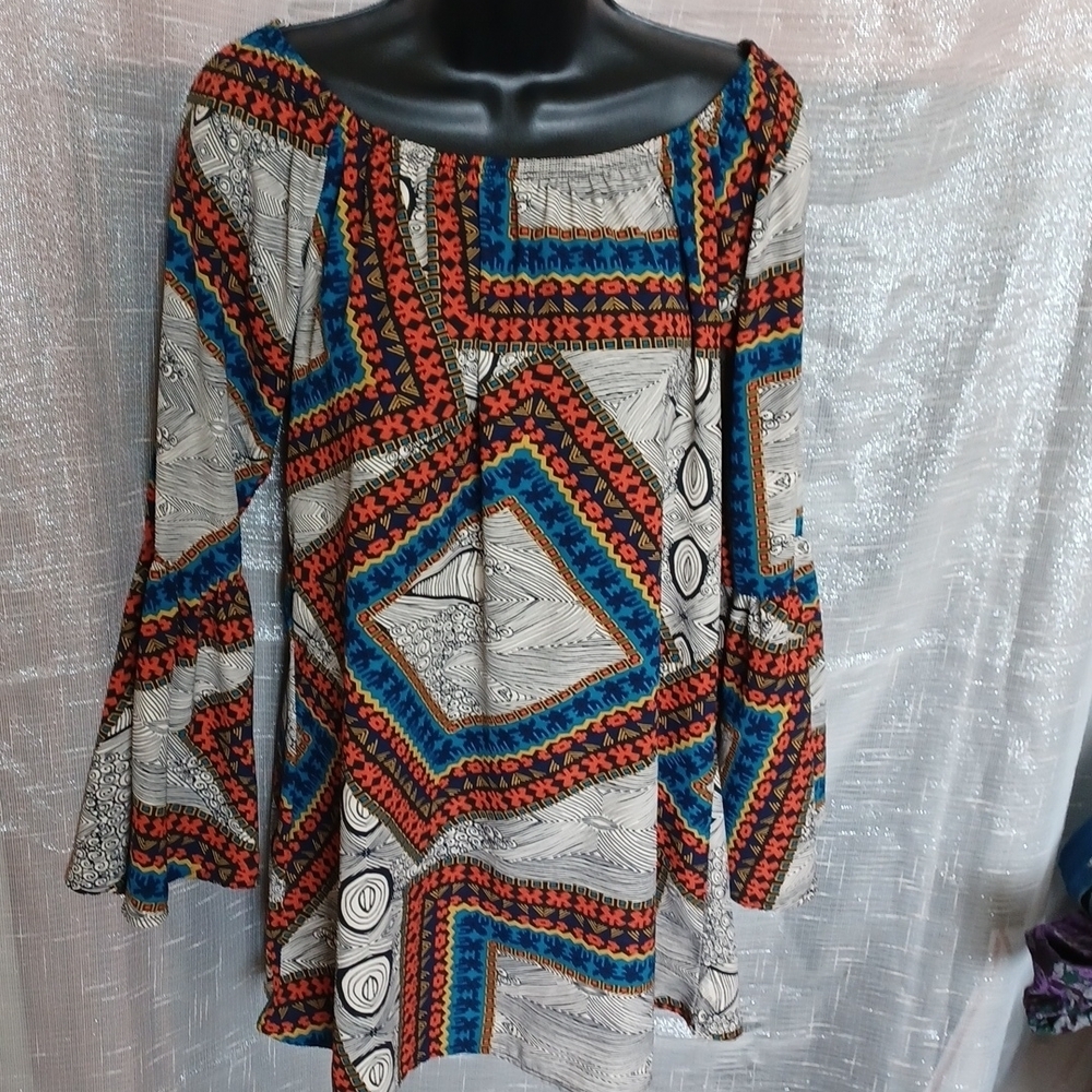 Voll Brand Women’s Dress, black, white, blue, orange, Size M